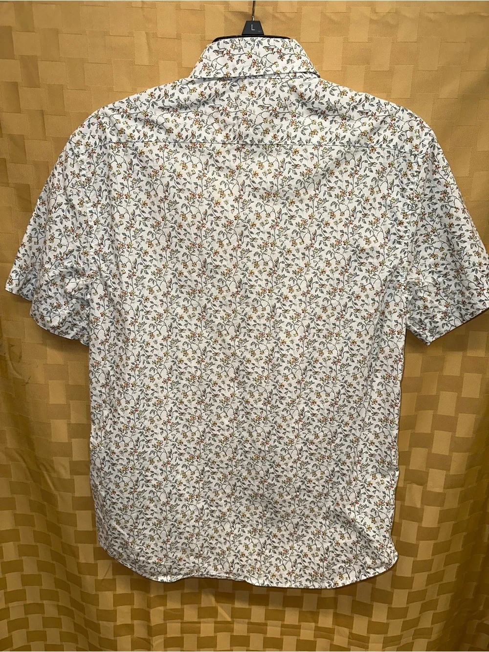Banana Republic White Floral Short-Sleeve Cotton Shirt